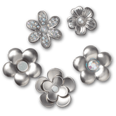 Crocs Monochrome Slvr Flwrs 5 Pack Jibbitz™ charms Women|Men|Jibbitz™ Charms
