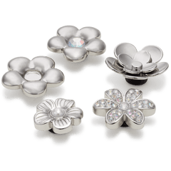 Crocs Monochrome Slvr Flwrs 5 Pack Jibbitz™ charms Women|Men|Jibbitz™ Charms