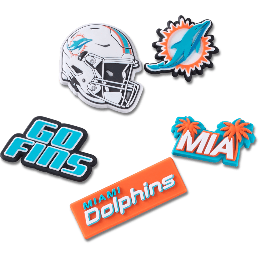 Crocs NFL Miami Dolphins 5 Pack Jibbitz Shoe Charm Women|Men|Jibbitz™ Charms