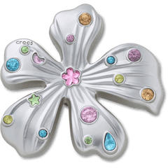 Crocs Silver Meta Gem Flower Jibbitz™ charms Women|Men