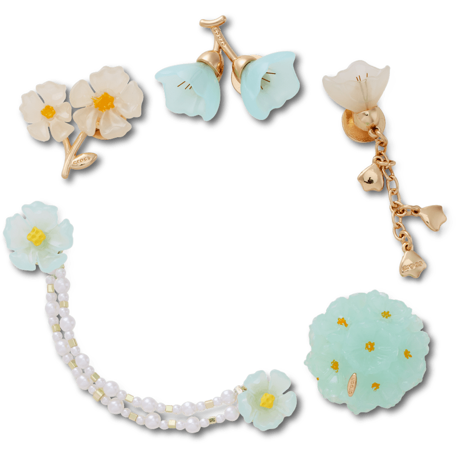 Crocs Blue Dainty Floral 5 Pack Jibbitz™ charms Women|Men|Jibbitz™ Charms