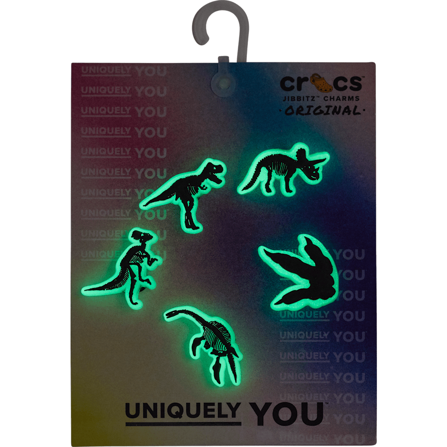 Crocs Glow In The Dark Dino 5 Pack Jibbitz Shoe Charm Women|Men|Jibbitz™ Charms