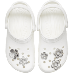 Crocs Monochrome Slvr Flwrs 5 Pack Jibbitz™ charms Women|Men|Jibbitz™ Charms
