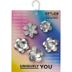 Crocs Monochrome Slvr Flwrs 5 Pack Jibbitz™ charms Women|Men|Jibbitz™ Charms