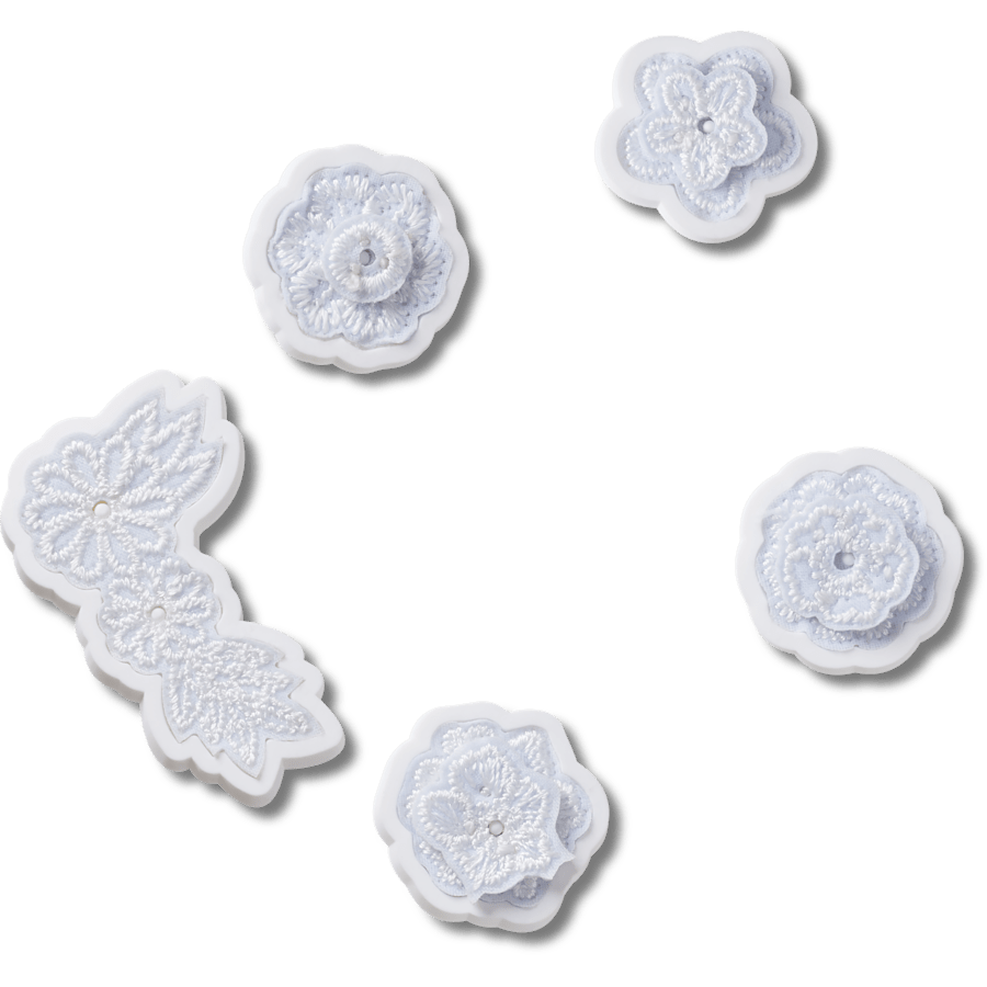 Crocs White Elegant Floral 5 Pack Jibbitz™ charms Women|Men|Jibbitz™ Charms