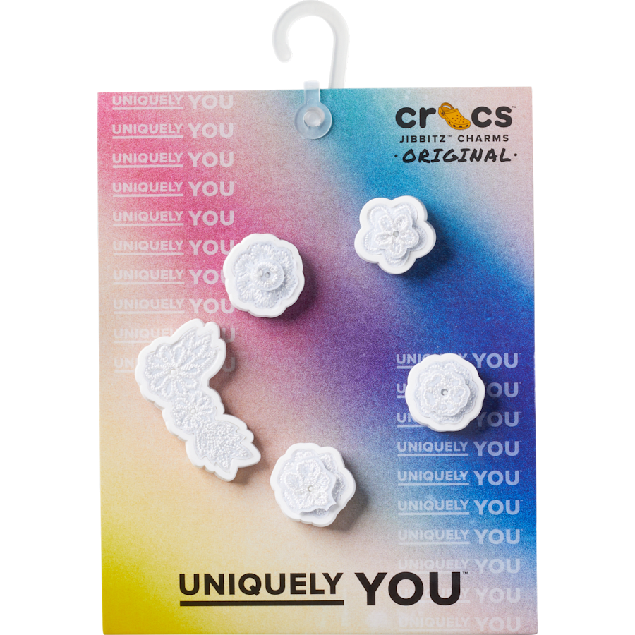 Crocs White Elegant Floral 5 Pack Jibbitz™ charms Women|Men|Jibbitz™ Charms