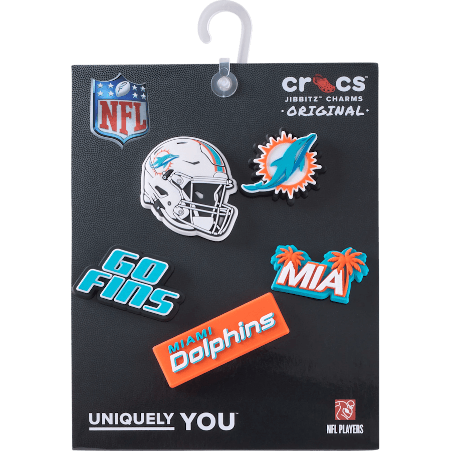 Crocs NFL Miami Dolphins 5 Pack Jibbitz Shoe Charm Women|Men|Jibbitz™ Charms