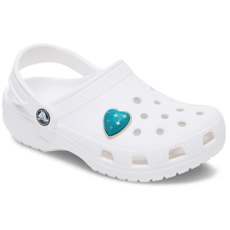 Crocs Turquoise and Gold Heart Jibbitz™ charms Women|Men