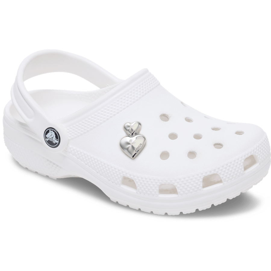 Crocs Silver Double Heart Jibbitz™ charms Women|Men