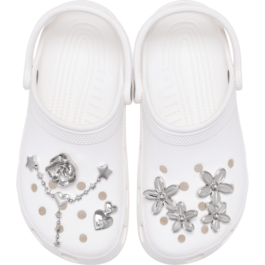 Crocs Silver Meta Floral 5 Pack Jibbitz™ charms Women|Men|Jibbitz™ Charms