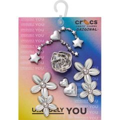 Crocs Silver Meta Floral 5 Pack Jibbitz™ charms Women|Men|Jibbitz™ Charms