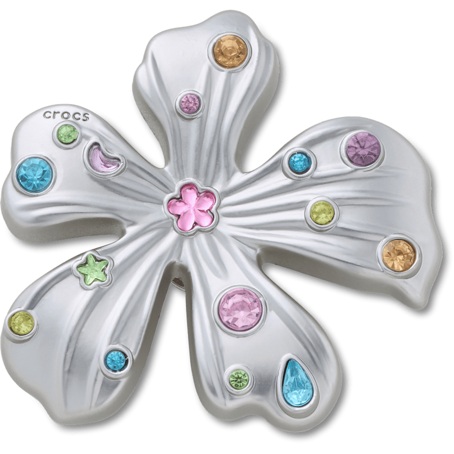 Crocs Silver Meta Gem Flower Jibbitz™ charms Women|Men