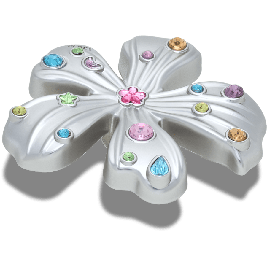 Crocs Silver Meta Gem Flower Jibbitz™ charms Women|Men