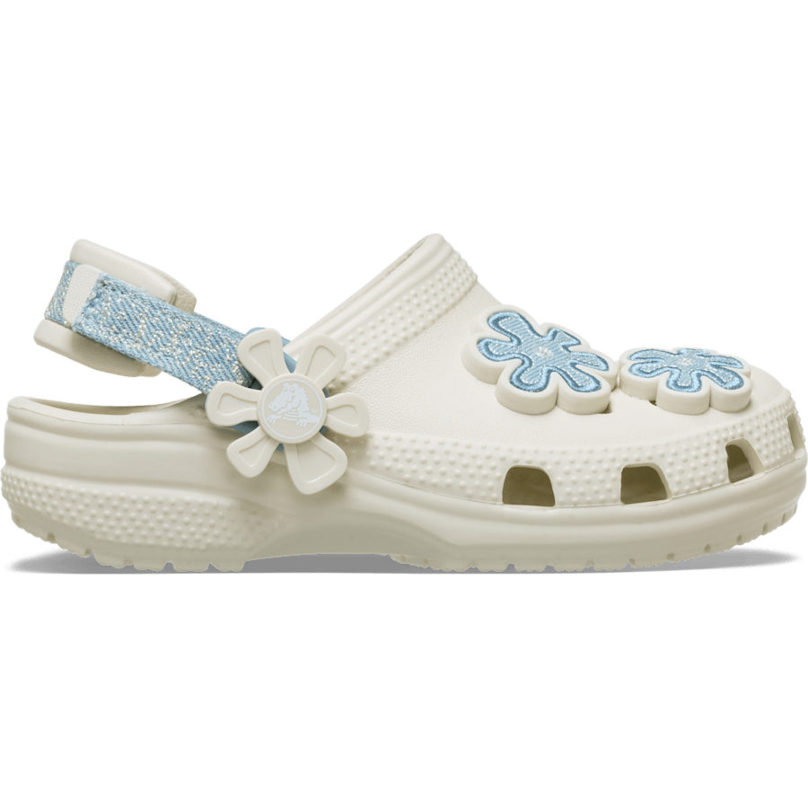 Crocs Toddler Classic Denim Flower Adjustable Backstrap Clog Kids