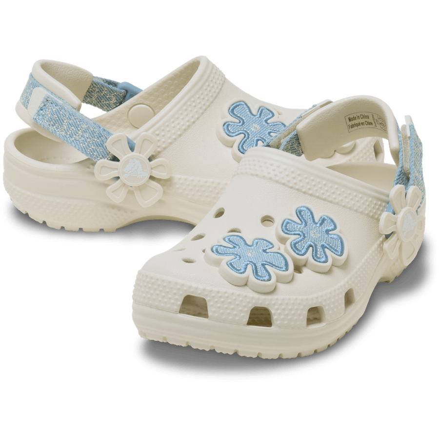 Crocs Toddler Classic Denim Flower Adjustable Backstrap Clog Kids