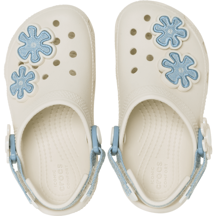 Crocs Toddler Classic Denim Flower Adjustable Backstrap Clog Kids