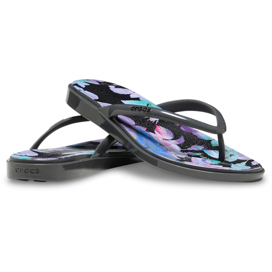 Crocs Miami Round Toe Dark Floral Flip Women
